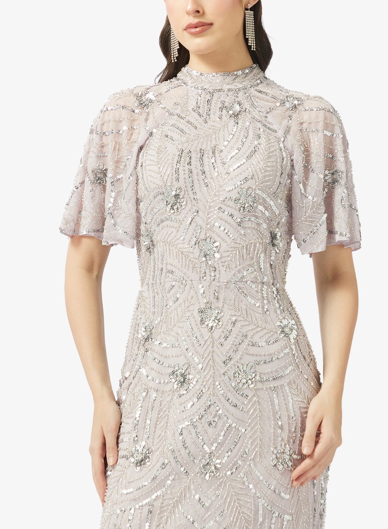 بيوت فستان ماكسي مزين بياقة دائرية - Image 3